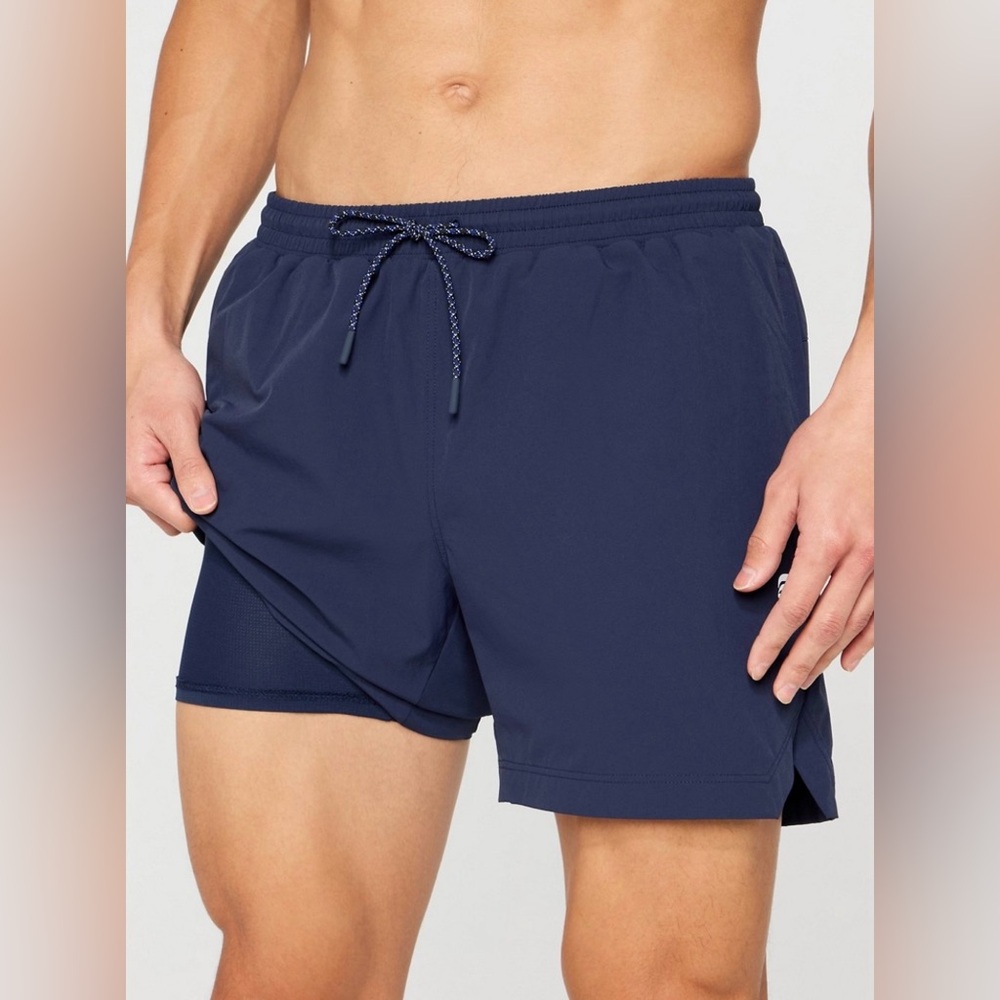 Fabletics Men’s Navy Blue 5 in Swim Trunk Shorts size Medium